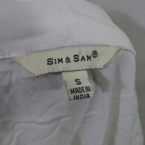 Sim and Sam White Button Up Shirt Women Size S Short Sleeve Collared Pocket - Picture 4 of 8